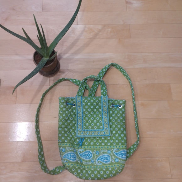 Green & Blue Vera Bradley Back Pack - Picture 1 of 8